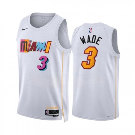 Canotte Uomo Miami Heat Dwyane Wade 3 Nike 2022-23 City Edition Bianco Swingman